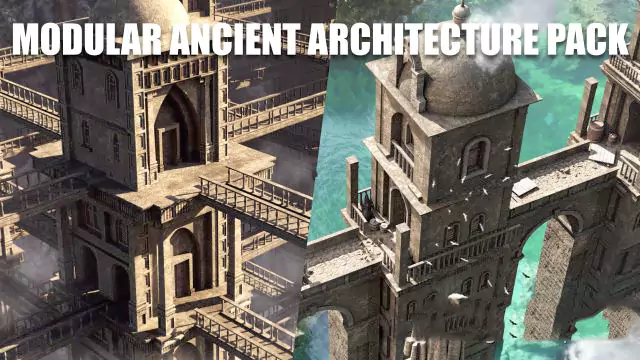 Blender欧式古建筑3D模型 Modular Ancient Architecture Asset Pack
