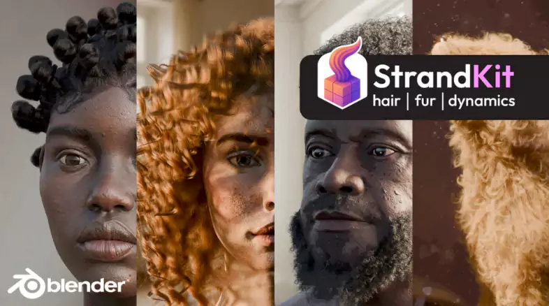 Blender头发毛发程序化资产预设库 StrandKit V1.5.1 + 中文字幕使用教程