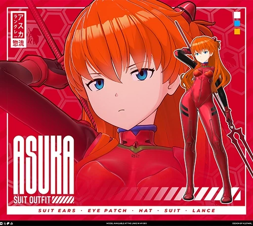 Asuka Langley角色模型下载｜T Pose＋多套服装＋VRM｜Blender / Unity