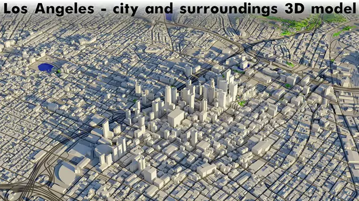 Blender 洛杉矶城市及周边地区 3D 模型