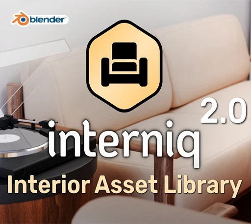 Blender 457组室内家具装饰品3D模型资产预设插件 Interniq V2 Full
