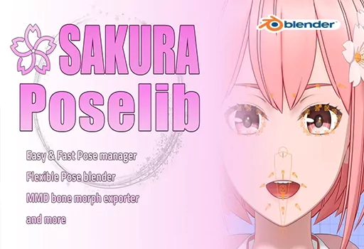 Blender卡通角色姿势库插件 Sakura Poselib V1.4.4