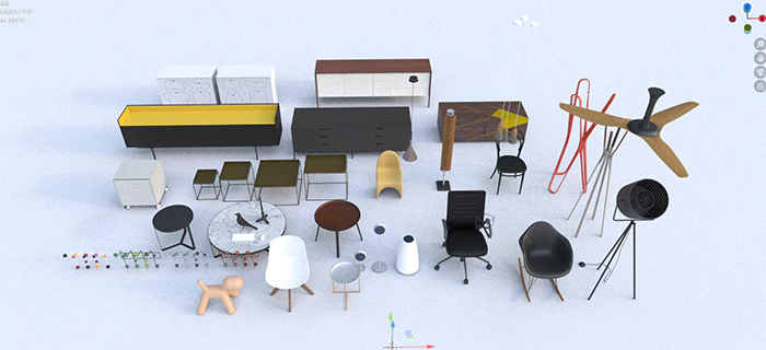 Blender现代简约家具室内设计素材桌椅茶几3D模型资产库全套