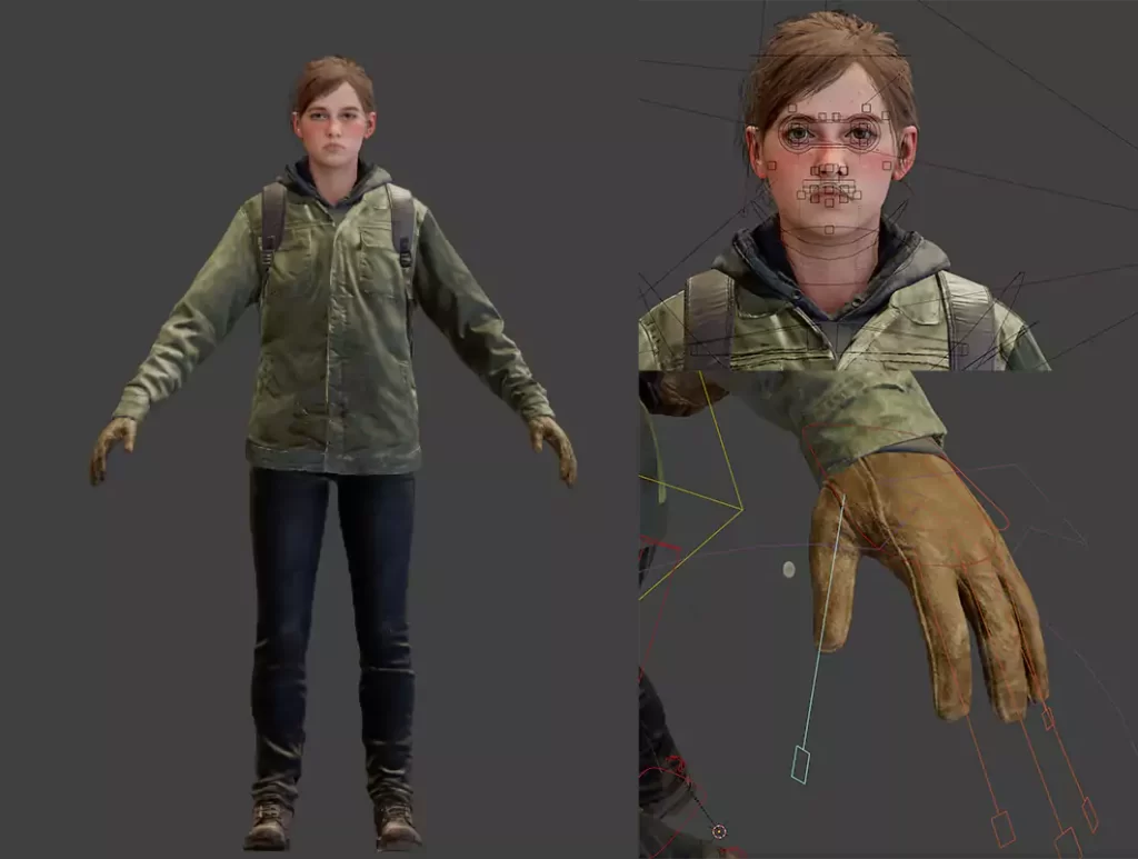 Blender最后的生还者The Last of Us角色主角艾莉绑定动画3D人物模型