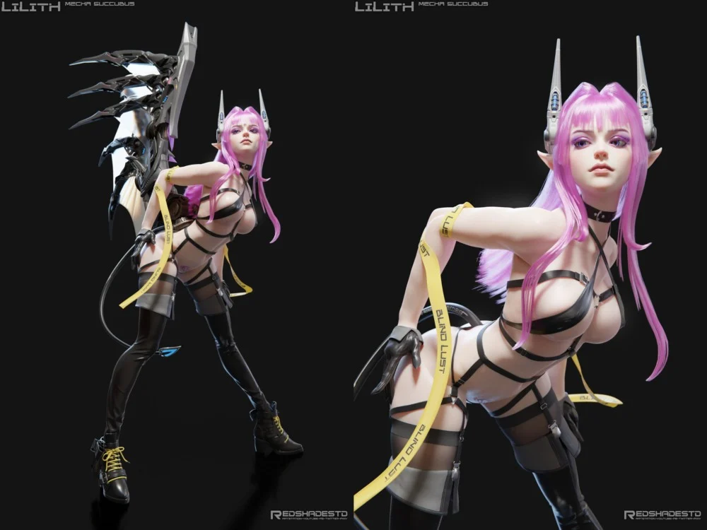 blender莉莉丝 – 机甲魅魔人类形态3D 模型 Lilith – Mecha Succubus Human Form Project Files