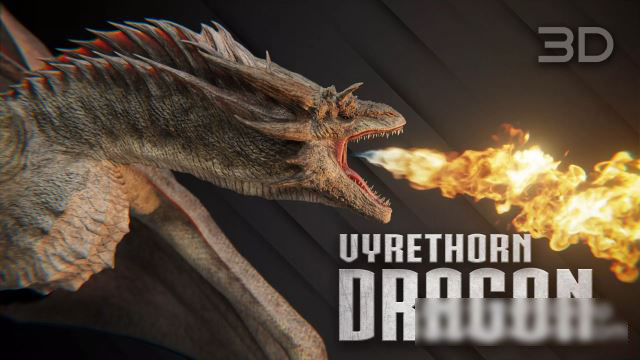 西方双足飞龙绑定3D模型 CGTrader – Vyrethorn Dragon (Blender格式)