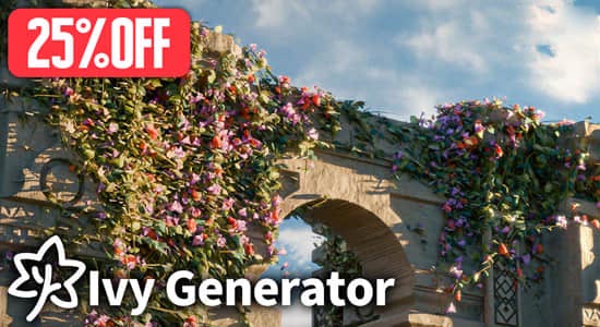 Blender插件下载Ivy Generator V1.0.0-花卉藤蔓爬山虎生成器