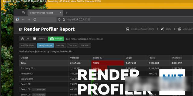 Blender渲染性能分析器插件下载 Render Profiler V0.9.4