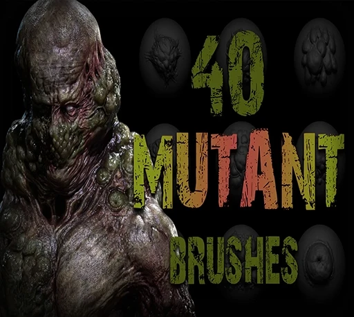 Blender/ZBrush变异生物脓包增生组织皮肤雕刻笔刷免费下载 40 Mutant VDM Brushes