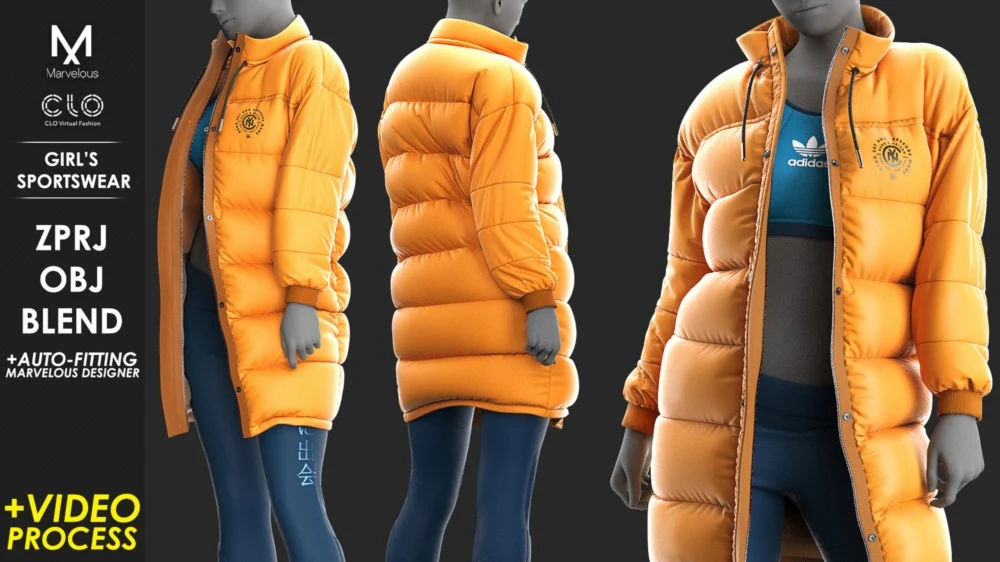 Girl’s Sportswear 少女运动服装套装3D模型下载｜Marvelous/CLO 工程 + 视频演示