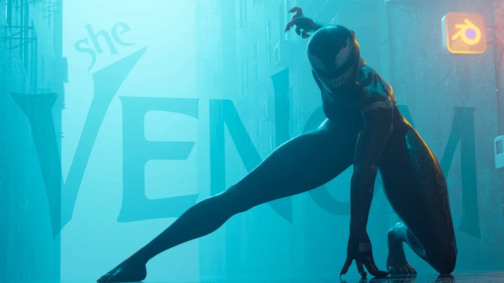 女毒液 She-Venom 漫威同人 3D 模型下载 | Blender/SFM 通用绑定资产