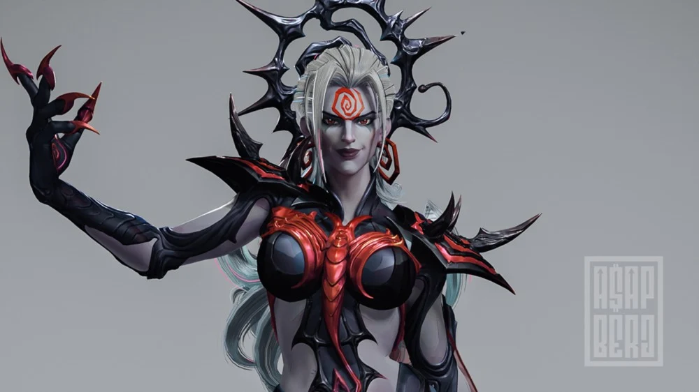 Hela Queen In Black Rig 漫威海拉黑皇后 Blender 绑定角色人物3D模型下载