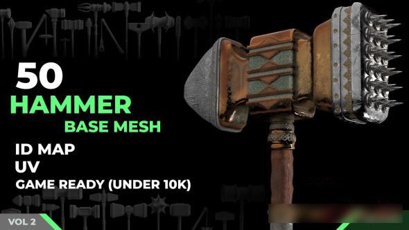 ArtStation – 50 Sword + 50 Hammer & Mace Base Meshes