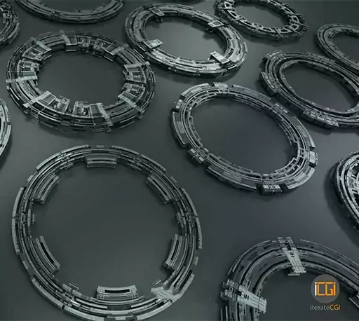 87组科幻圆形机械3D模型素材下载 Tech Circles TC4 3D model