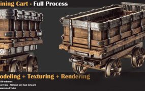 Blender矿车建模贴图渲染教程下载 Artstation – Mining Cart – Full Tutorial