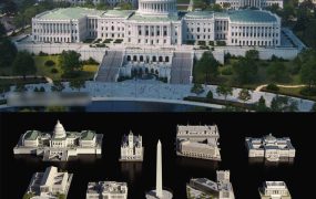 Blender美国华盛顿白宫国会大厦纪念碑楼房建筑3D模型资产下载 KitBash3D-Washington, D.C.