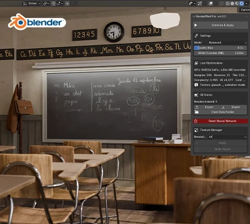 Blender插件下载-AI智能渲染优化插件 RenderMind Pro V6.0.0