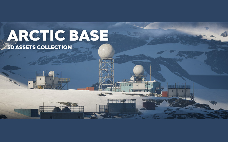 Blender北极科考察站基地3D模型资产下载Blender Arctic Base 3D assets collection