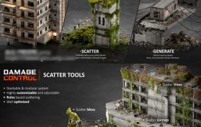 Blender资产库下载-破损做旧污渍建筑废料坍塌散布破碎石断裂效果3D模型生成资产预设Damage Control – Ultimate Bundle