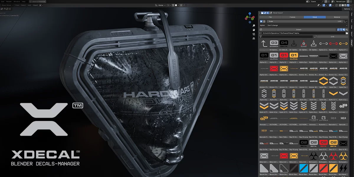 Blender插件下载-贴画纹理装饰管理器 Xdecal™ Manager v1.1.1 - BlenderX源素