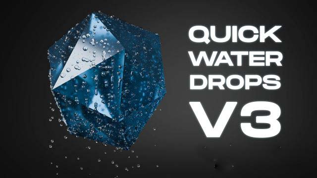 Blender插件下载-水滴水珠模拟 Quick Water Drops V3.0 + 使用教程