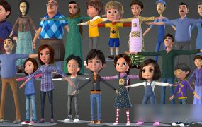 3D模型下载-21组卡通人物角色绑定 Toon Character Bundle – 21 Rigged Character